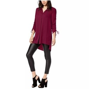 NWOT Bar lll Ruched Sleeve Hi Low Tunic Top